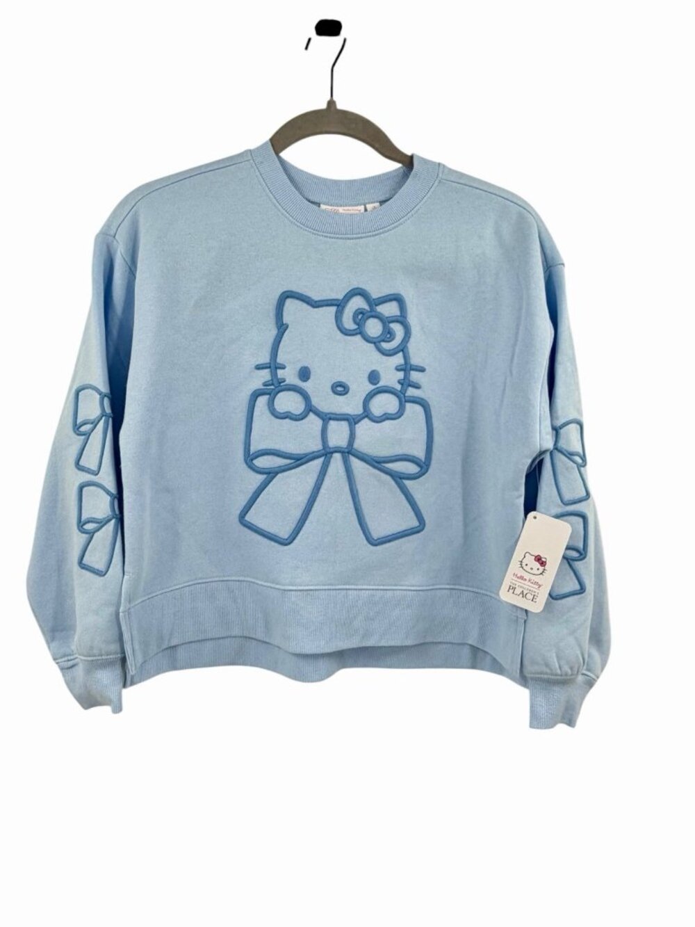 HELLO KITTY Girl's Blue Embroidered Crewneck Sweatshirt NWT 10/12